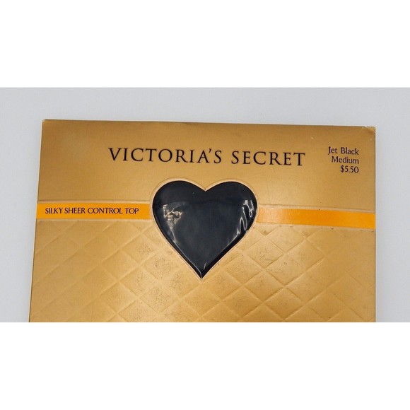 Victoria's Secret Jet Black Silky Sheer Control Top Pantyhose Medium New - Picture 2 of 7